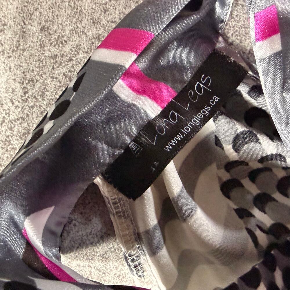 Satin Abstract Geometric Halter Ruched Top - Picture 2 of 6